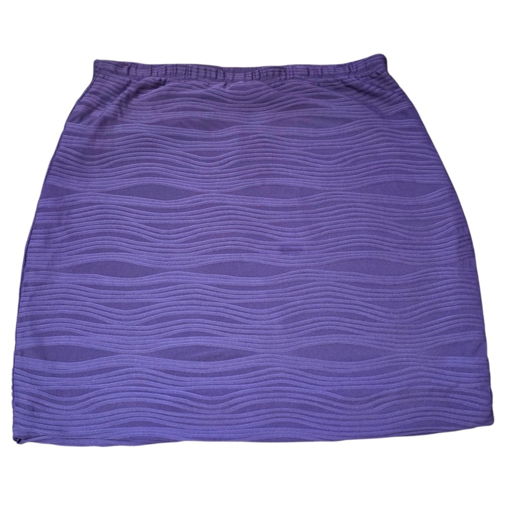 Cato A-Line Pull On Skirt Purple Wave Pattern Elastic Waist Casual Size L